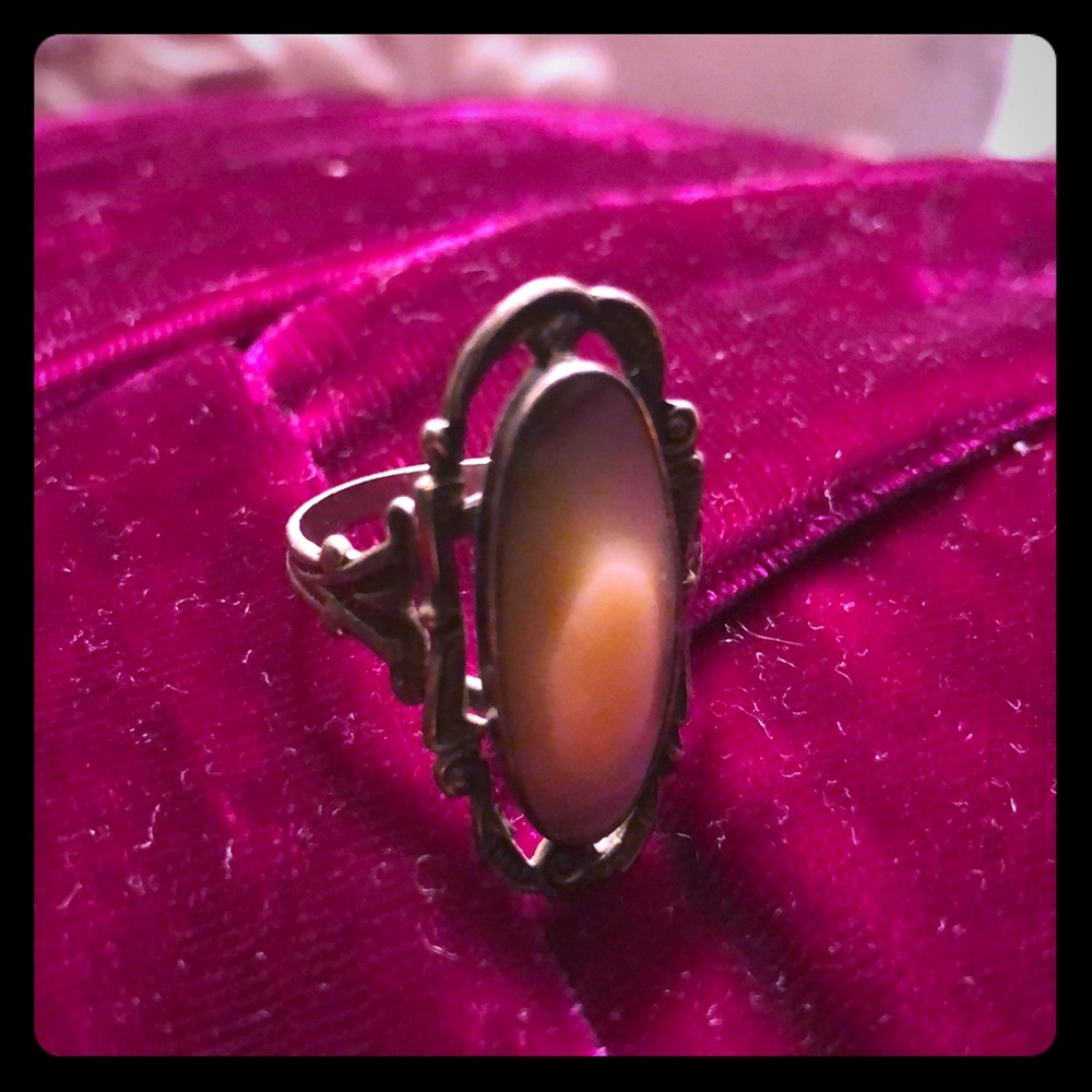 Antique mother of pearl statement ring